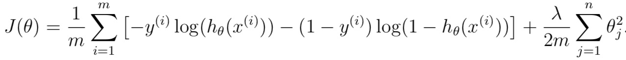 Regularized Logistic Regression Cost Function